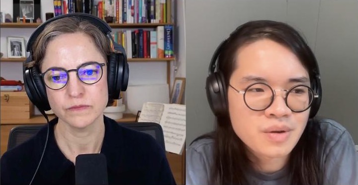 Nam Pham and the host in conversation on the podcast